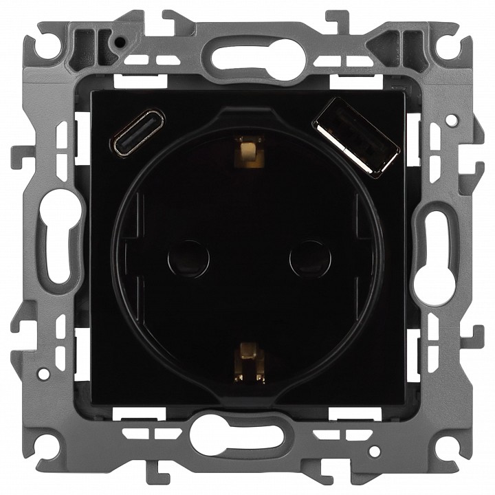 Розетка с заземлением и со шторкой и 2хUSB, без рамки Эра Эра 12 12-4108-06