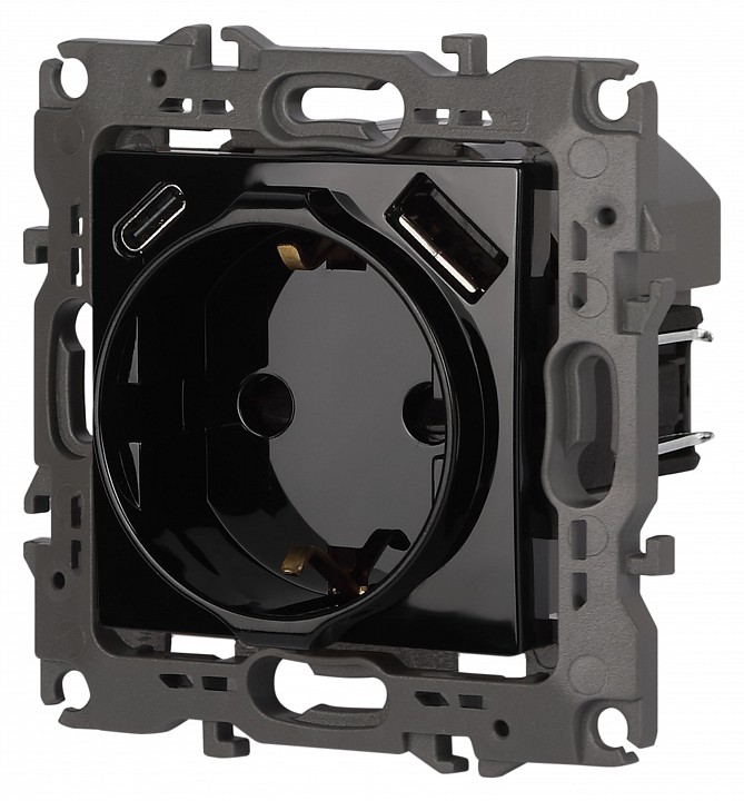 Розетка с заземлением и со шторкой и 2хUSB, без рамки Эра Эра 12 12-4108-06