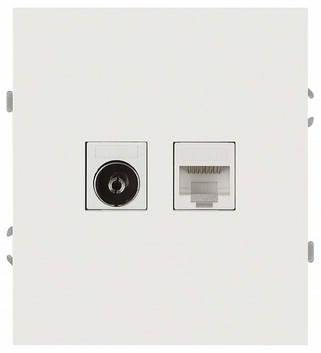 ТВ-розетка и розетка Ethernet RJ-45 без рамки Эра Arktik 16-3110-01