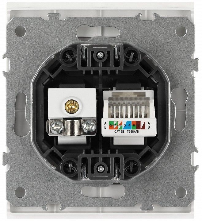 ТВ-розетка и розетка Ethernet RJ-45 без рамки Эра Arktik 16-3110-01