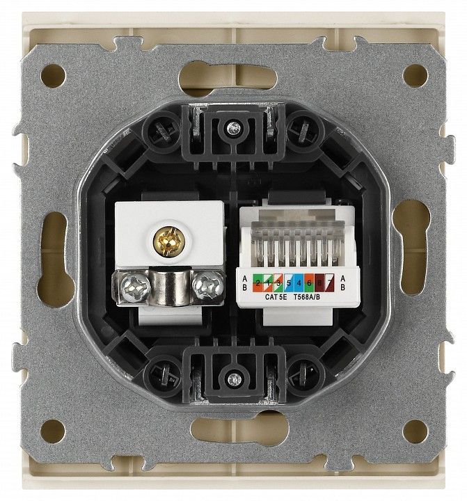 ТВ-розетка и розетка Ethernet RJ-45 без рамки Эра Arktik Б0070497