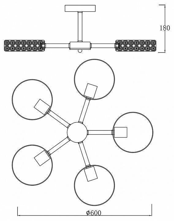 Люстра на штанге Escada Banjo 679/5P Black
