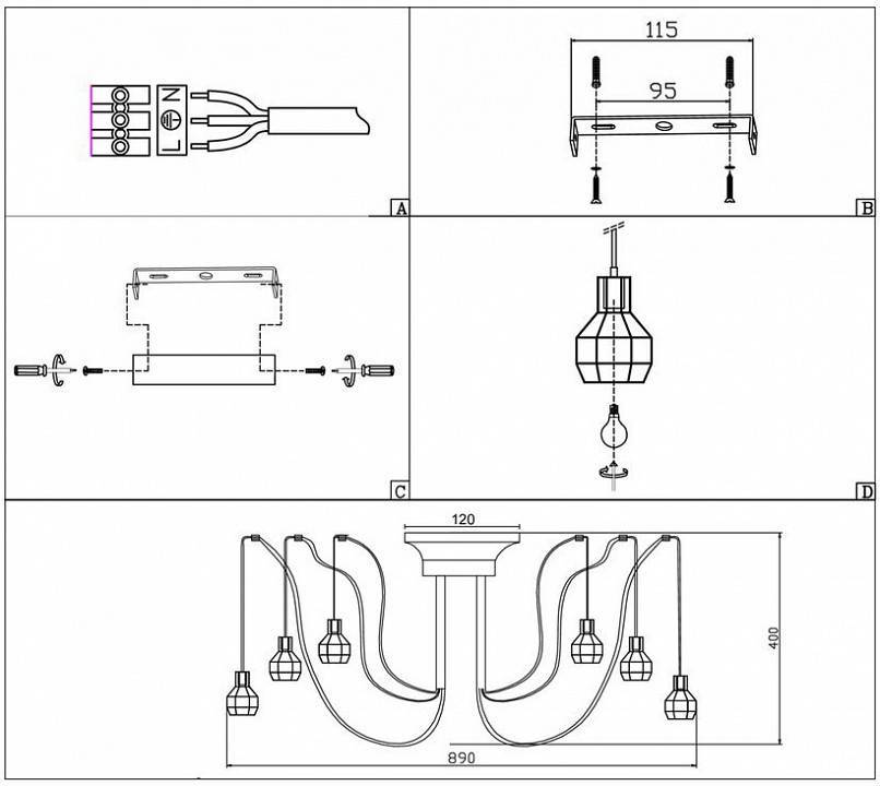 Подвесной светильник Evoluce Rete 8 ламп SL192.303.08