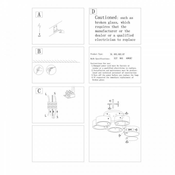 Потолочная люстра EVOLUCE Foresta 7 ламп SL483.502.07