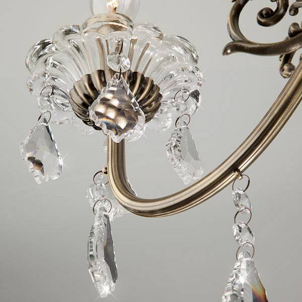 Подвесная люстра Eurosvet Elisha 3281/8 античная бронза прозрачный хрусталь Strotskis 3281/8