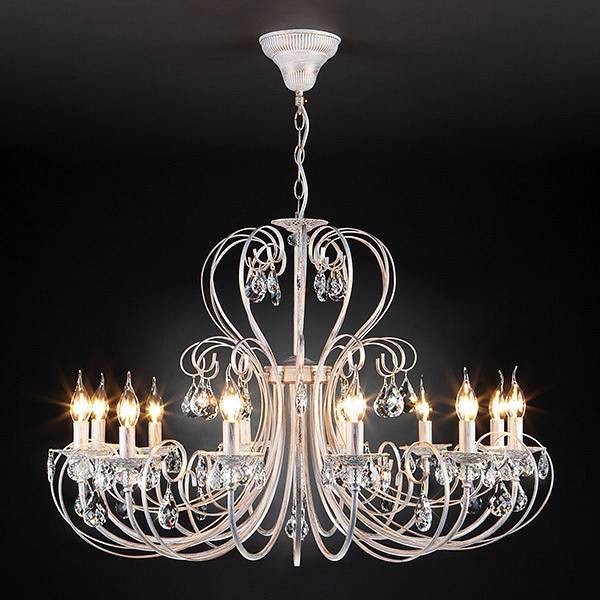 Подвесная люстра Eurosvet Alda 3305/12 белый с золотом хрусталь Strotskis 3305/12