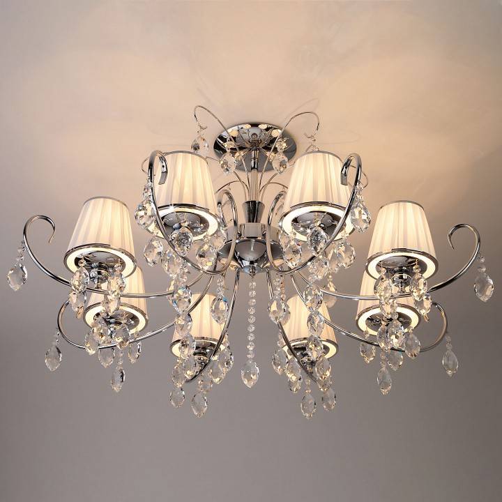 Люстра на штанге Eurosvet Rosalva 10021/8 хром прозрачный хрусталь Strotskis 10021/8