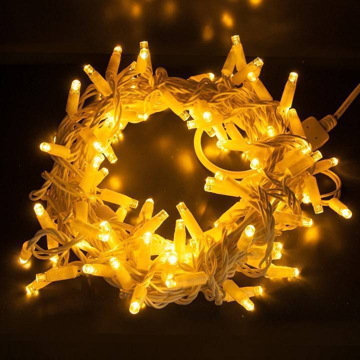 Гирлянда Нить Eurosvet 10м 100LED теплый белый с эффектом мерцания IP65 400-101