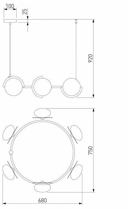 Подвесная люстра Eurosvet Moity 70150/6 черный/латунь