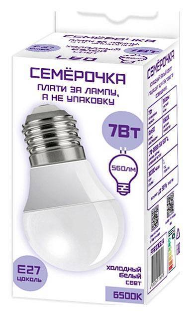 Лампа светодиодная Farlight Семерочка G45 7 Вт 6500 К E27 FAR000214