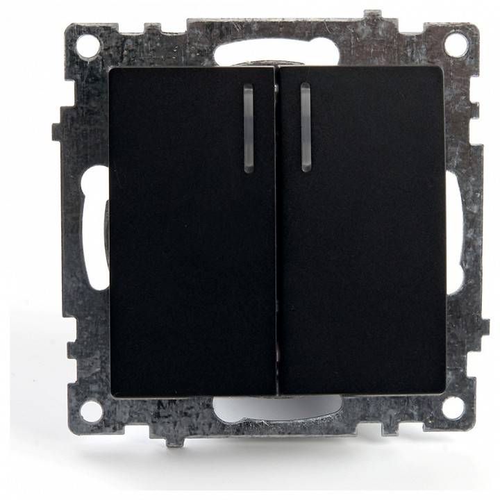 Выключатель двухклавишный с подсветкой без рамки Stekker Катрин 39607