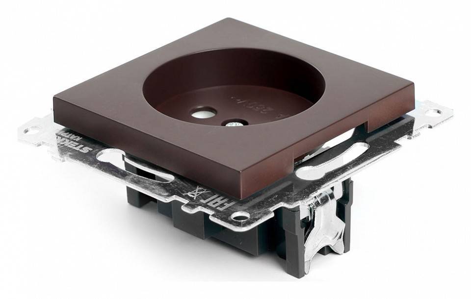 Розетка с заземлением и с шторками Stekker Катрин 49025