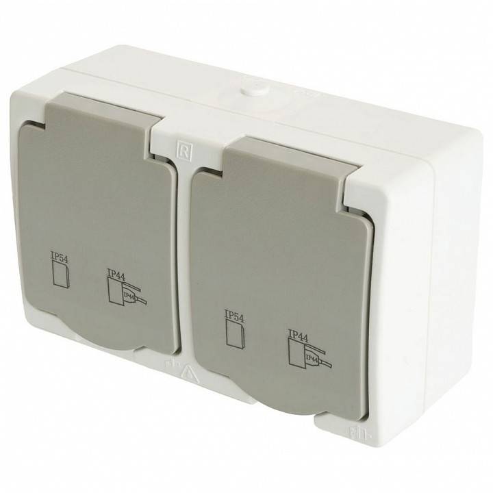 Блок с розетками влагозащищенными с заземлением и крышкой Stekker Велена 49730