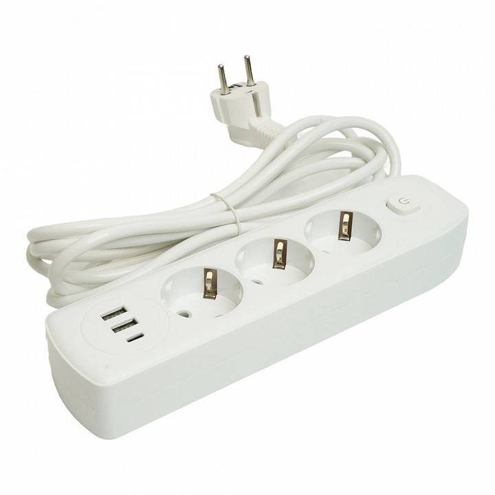 Удлинитель Stekker Home plus 3 розетки 3 м с заземлением и выключателем 49977