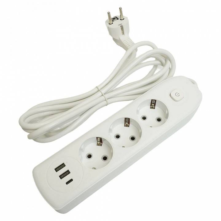 Удлинитель Stekker Home plus 3 розетки 3 м с заземлением и выключателем 49977