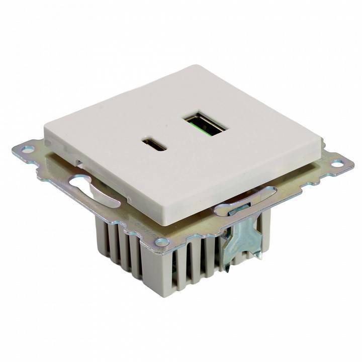 Розетка 2хUSB type A и C без рамки Stekker Катрин 50051