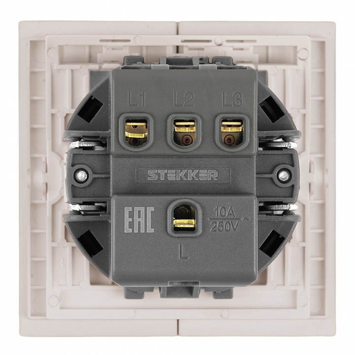 Выключатель трехклавишный без рамки Stekker Мия 50474