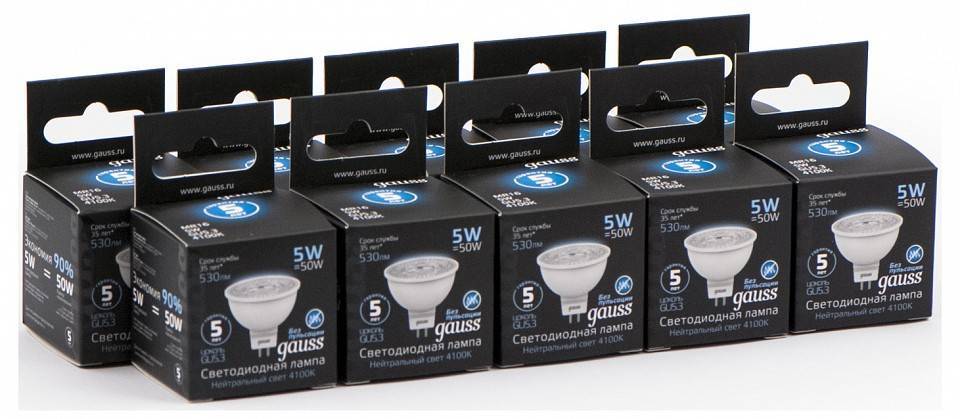 Лампа светодиодная Gauss GU5.3 5 Вт 4100 K 101505205