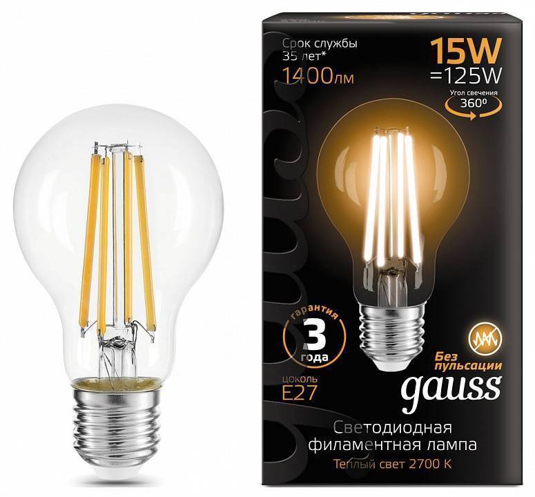 Лампа светодиодная Gauss Filament A60 E27 15 Вт 2700 K 102902115
