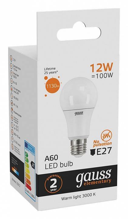 Лампа светодиодная Gauss Black A60 12 Вт E27 3000 К 23212