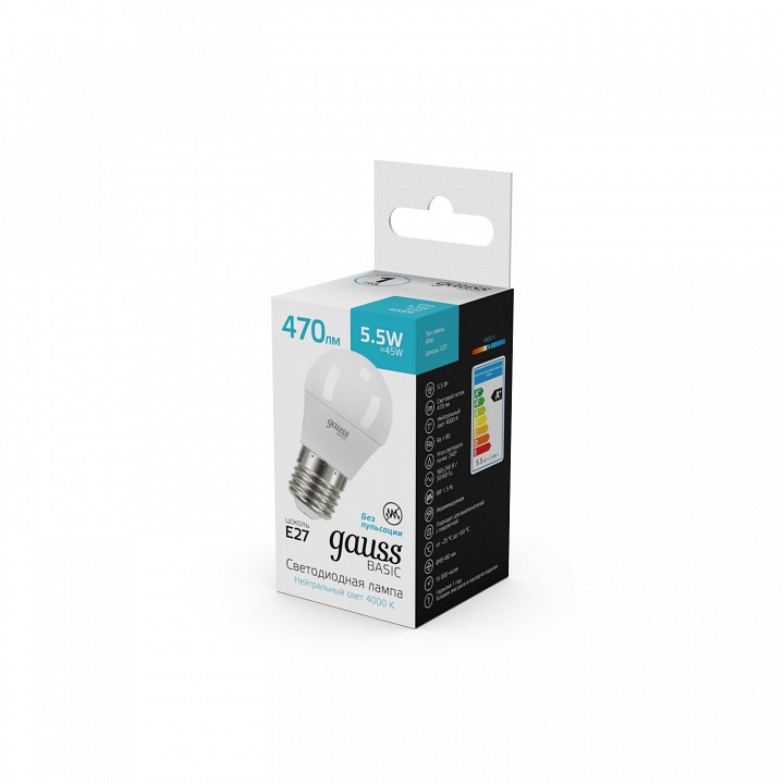 Лампа светодиодная Gauss Elementary E27 5.5 Вт 4000 K упаковка 10 шт 30532262