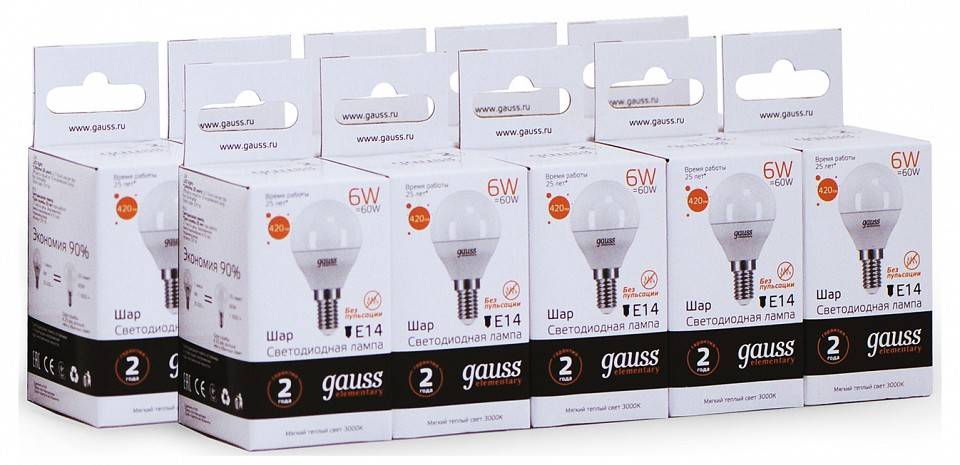 Лампа светодиодная Gauss Elementary E14 6 Вт 3000 K 53116