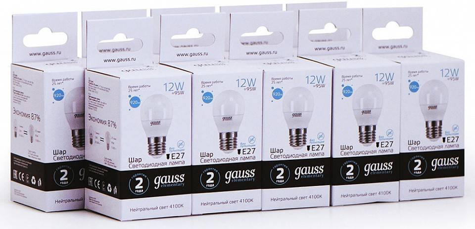 Лампа светодиодная Gauss Elementary P45 E27 12 Вт 4100 К 53222