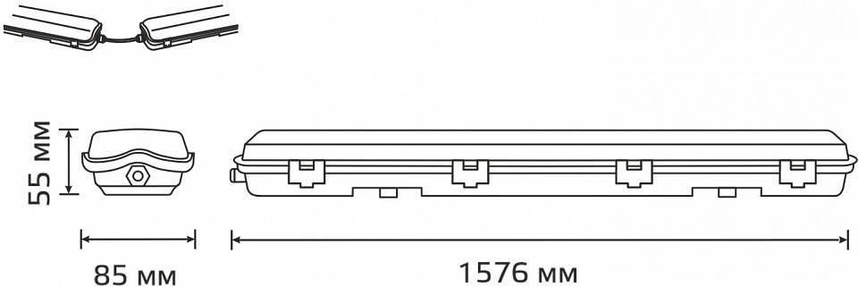 Светильник накладной Gauss СПП-Т8-G13 LITE 2x1500 мм IP65 909437215