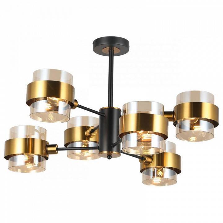 Люстра на штанге Imex MD.51891 на 6 ламп MD.51891-6-S-BK+GBR