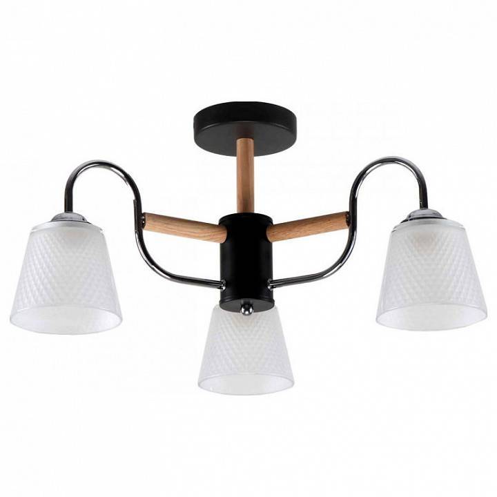 Люстра на штанге Imex Notta 3 лампы MD.51941-3-S-BK+WOOD
