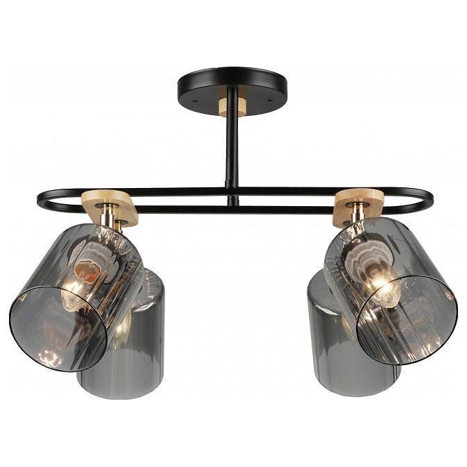 Люстра на штанге Imex MD.5712 4 лампы MD.5712-4-S-BK+WOOD