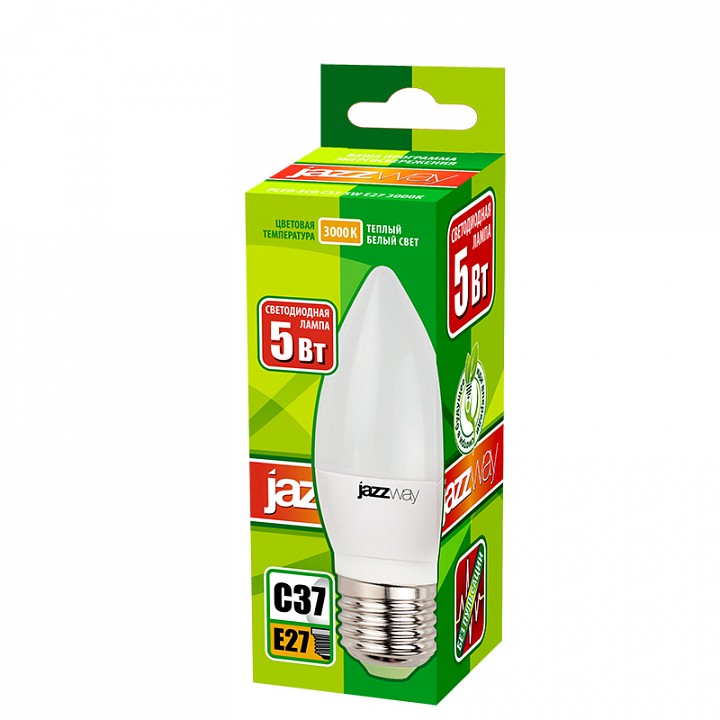 Лампа светодиодная Jazzway  PLED-ECO-C37 5w E27 3000K
