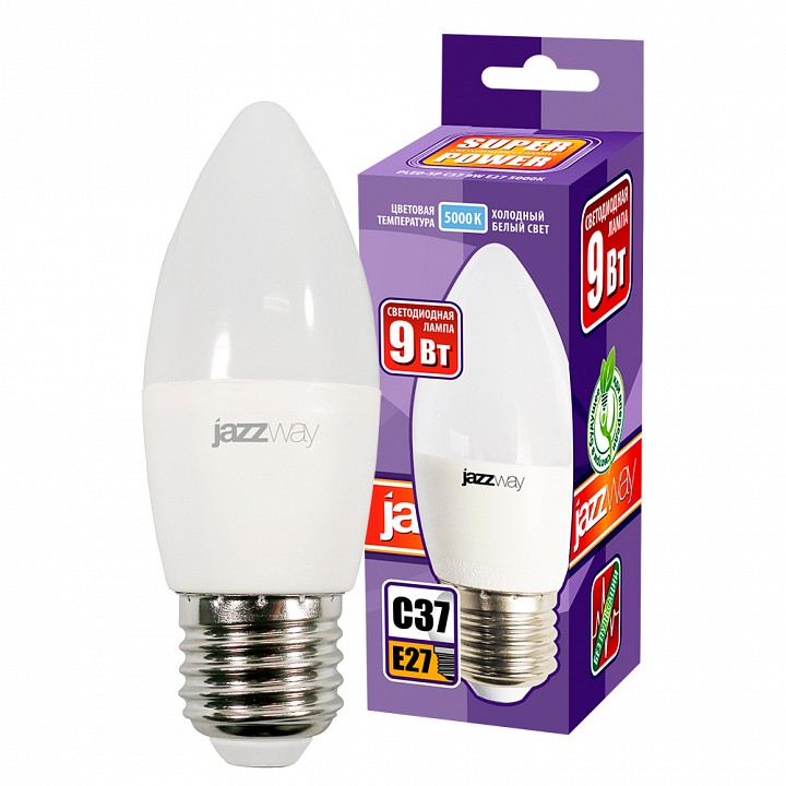 Лампа светодиодная Jazzway  PLED-SP C37 9w E27 5000K