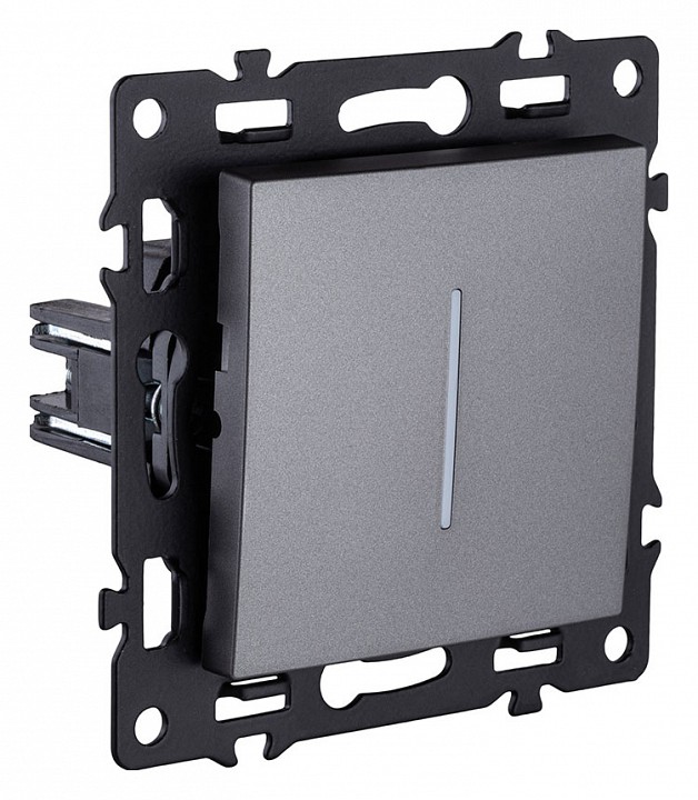 Выключатель проходной одноклавишный с подсветкой без рамки Kollinger Asthetik AS-008GY