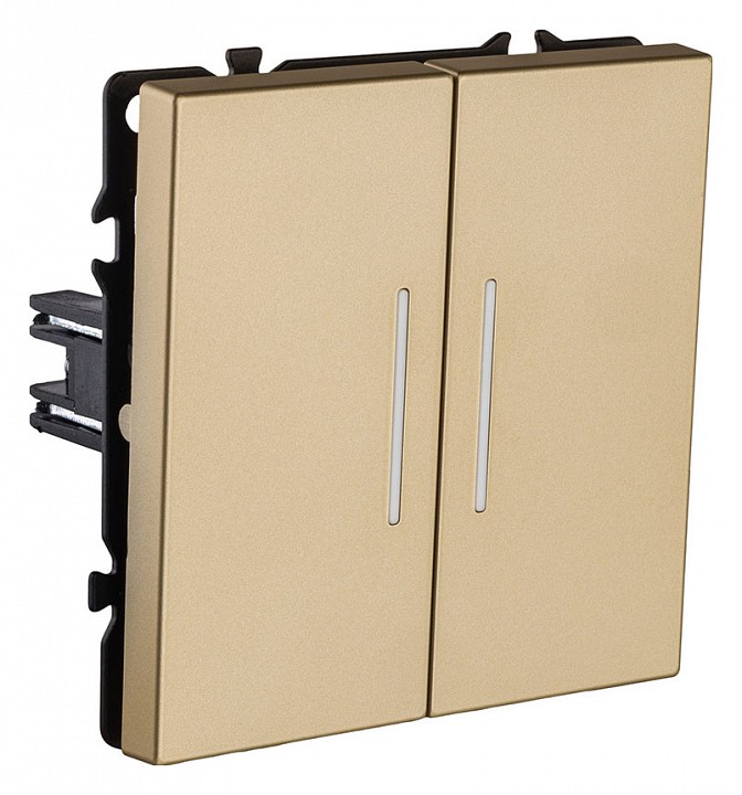 Выключатель двухклавишный с подсветкой без рамки Kollinger Eclipse EC-010GD