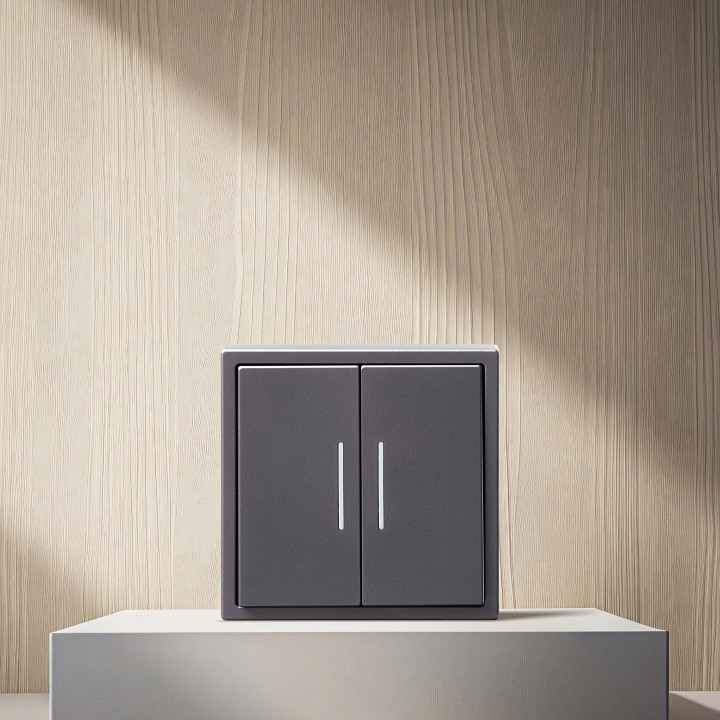 Выключатель двухклавишный с подсветкой без рамки Kollinger Eclipse EC-010GY