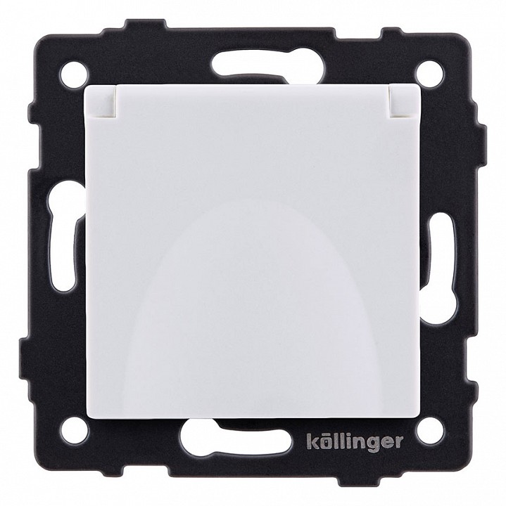 Розетка с заземлением с крышкой, без рамки Kollinger  REA-006WH