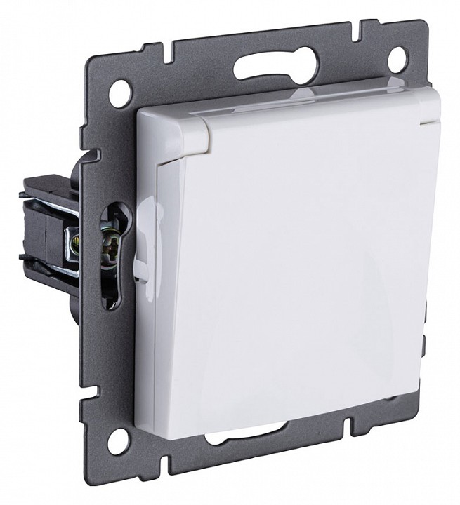 Розетка с заземлением с крышкой, без рамки Kollinger  REA-006WH