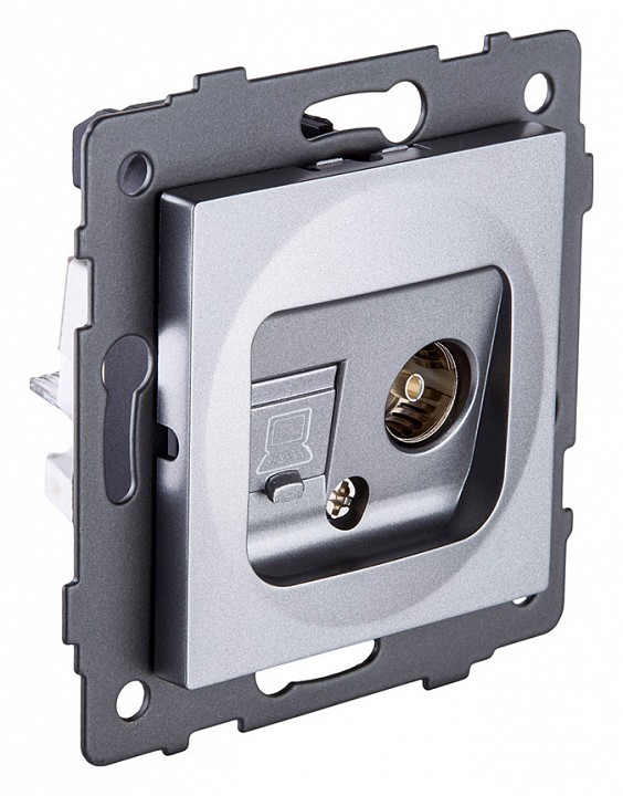 ТВ-розетка и розетка Ethernet RJ-45 без рамки Kollinger  REA-012GY