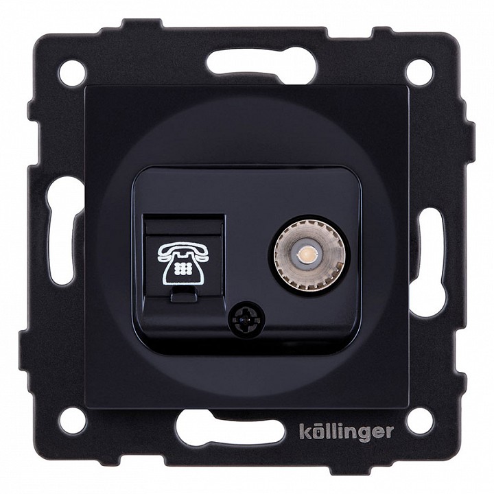 Розетка двойная RJ-11 и Ethernet RJ-45, без рамки Kollinger  REA-013BK