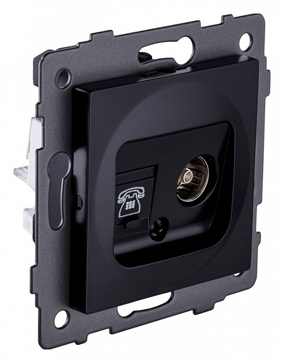 Розетка двойная RJ-11 и Ethernet RJ-45, без рамки Kollinger  REA-013BK