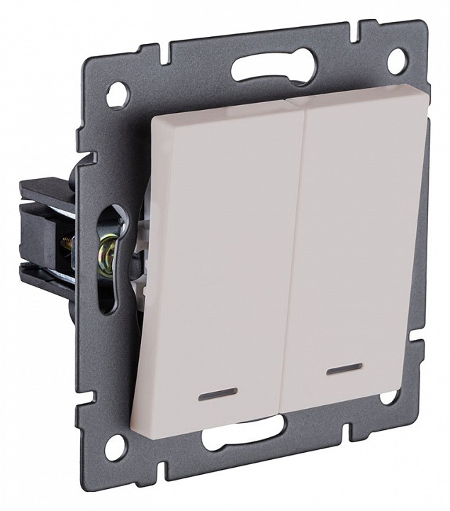 Выключатель двухклавишный с подсветкой без рамки Kollinger  REA-S-008CM