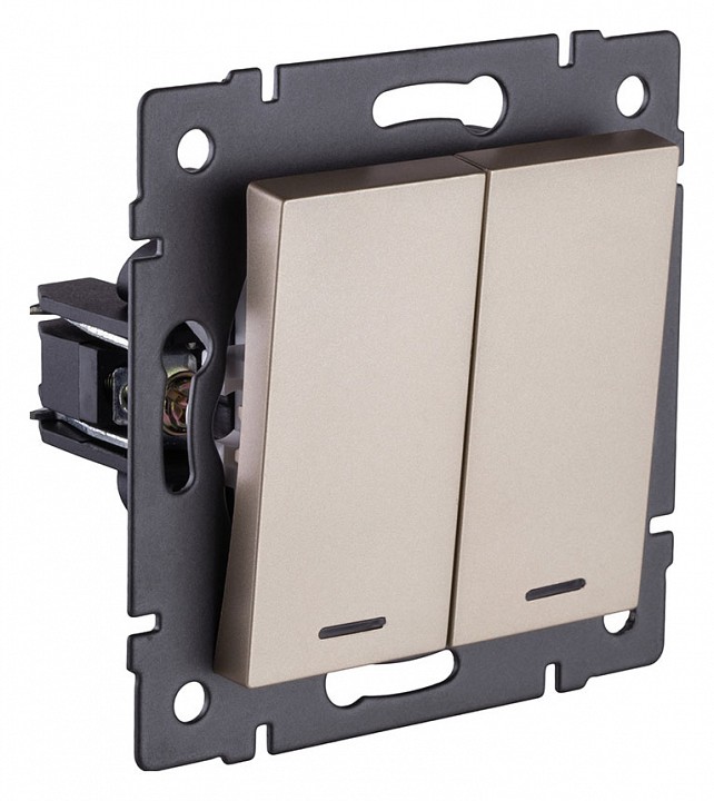 Выключатель двухклавишный с подсветкой без рамки Kollinger  REA-S-008GD