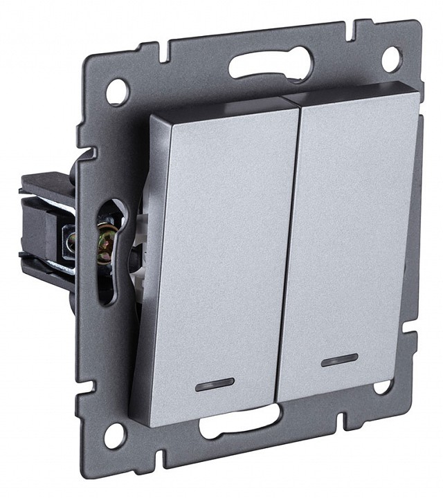 Выключатель двухклавишный с подсветкой без рамки Kollinger  REA-S-008GY