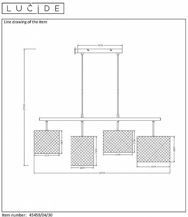 Подвесной светильник Lucide Baskett 45459/04/30