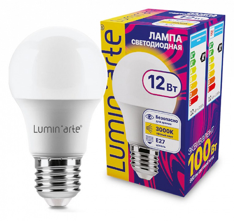 Лампа светодиодная Luminarte  E27 12Вт 3000K LSTD-A60-12W3KE27