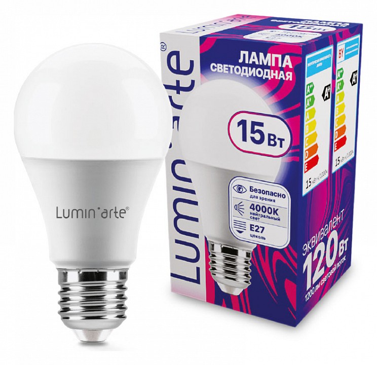 Лампа светодиодная Luminarte  E27 15Вт 4000K LSTD-A60-15W4KE27