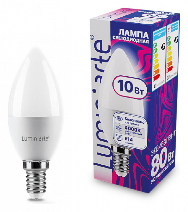 Лампа светодиодная Luminarte  E14 10Вт 4000K LSTD-C37-10W4KE14