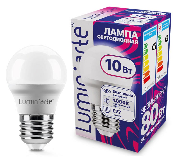 Лампа светодиодная Luminarte  E27 10Вт 4000K LSTD-G45-10W4KE27