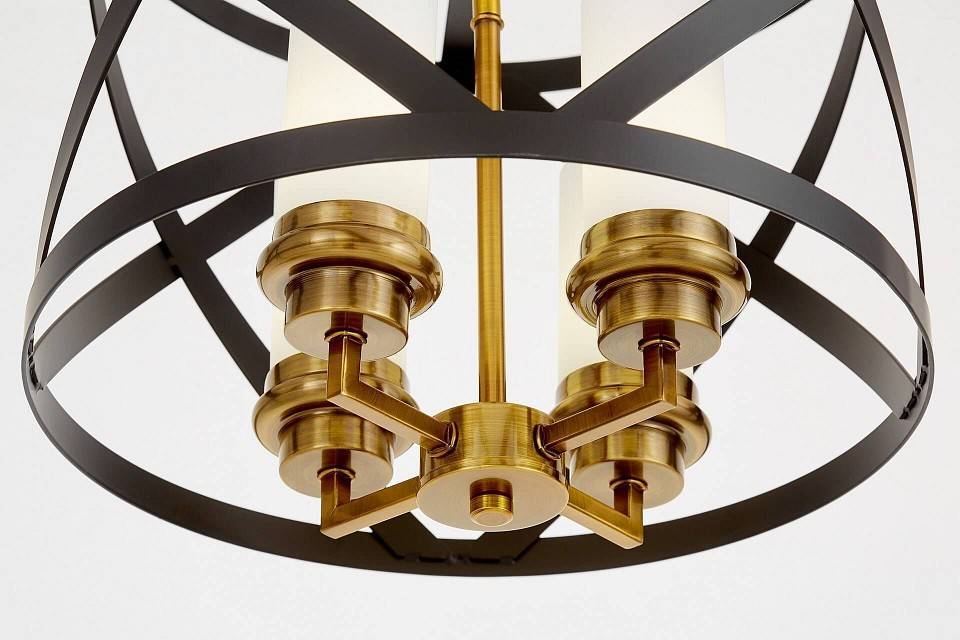 Люстра на штанге LUMINA DECO Astila 4 лампы черная/латунь LDP 1242-4 BK+MD